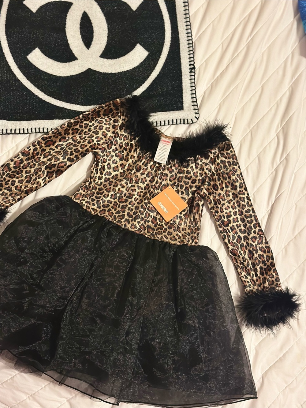NWT 🐈‍⬛ Velvet Leopard Cat Feather Trimmed Gymboree Halloween Costume (XS 3/4)